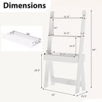 Bureau d'ordinateur en échelle pour la maison Costway, poste de travail mural avec étagères de rangement, naturel/blanc/noyer