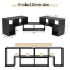 Meuble TV Costway 3 pièces pour TV jusqu'à 65'' Centre de divertissement Bibliothèque Étagères Blanc/Marron/Noir/Bois noir
