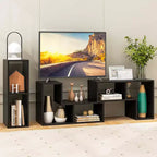 Meuble TV Costway 3 pièces pour TV jusqu'à 65'' Centre de divertissement Bibliothèque Étagères Blanc/Marron/Noir/Bois noir