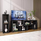 Meuble TV Costway 3 pièces pour TV jusqu'à 65'' Centre de divertissement Bibliothèque Étagères Blanc/Marron/Noir/Bois noir