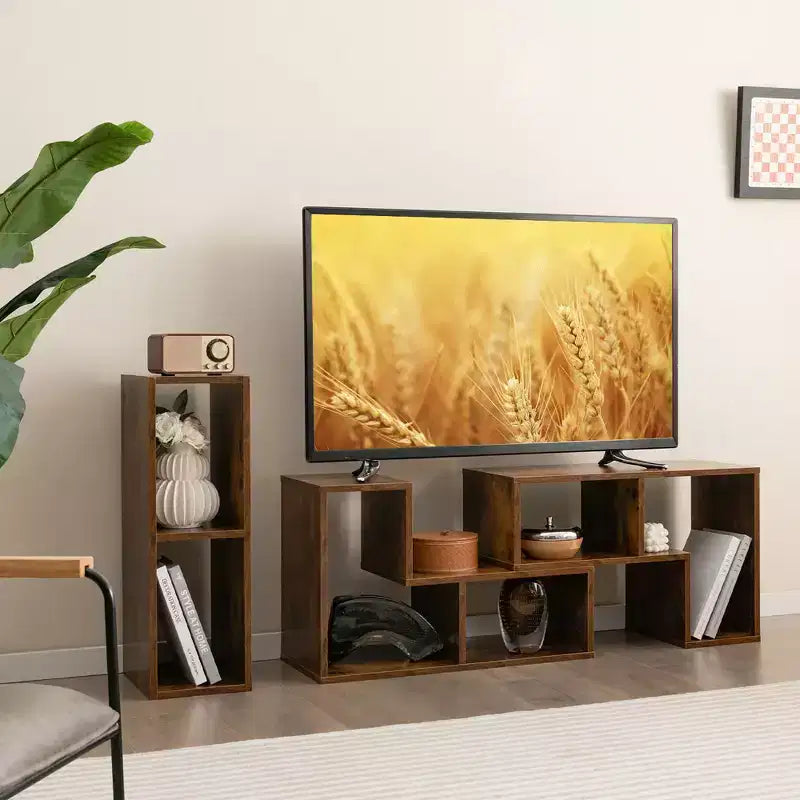 Meuble TV Costway 3 pièces pour TV jusqu'à 65'' Centre de divertissement Bibliothèque Étagères Blanc/Marron/Noir/Bois noir