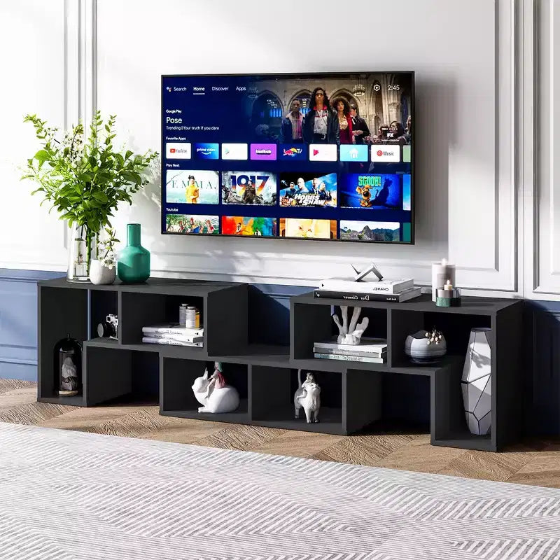Meuble TV Costway 3 pièces pour TV jusqu'à 65'' Centre de divertissement Bibliothèque Étagères Blanc/Marron/Noir/Bois noir