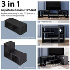 Meuble TV Costway 3 pièces pour TV jusqu'à 65'' Centre de divertissement Bibliothèque Étagères Blanc/Marron/Noir/Bois noir