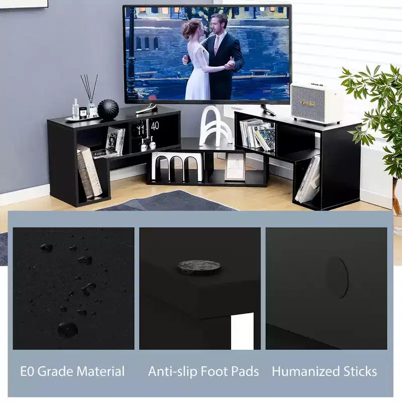 Meuble TV Costway 3 pièces pour TV jusqu'à 65'' Centre de divertissement Bibliothèque Étagères Blanc/Marron/Noir/Bois noir
