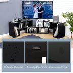 Meuble TV Costway 3 pièces pour TV jusqu'à 65'' Centre de divertissement Bibliothèque Étagères Blanc/Marron/Noir/Bois noir