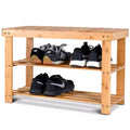 Costway 2-Tier Bamboo Shoe Bench Storage Racks Seat Organizer Entryway Hallway
