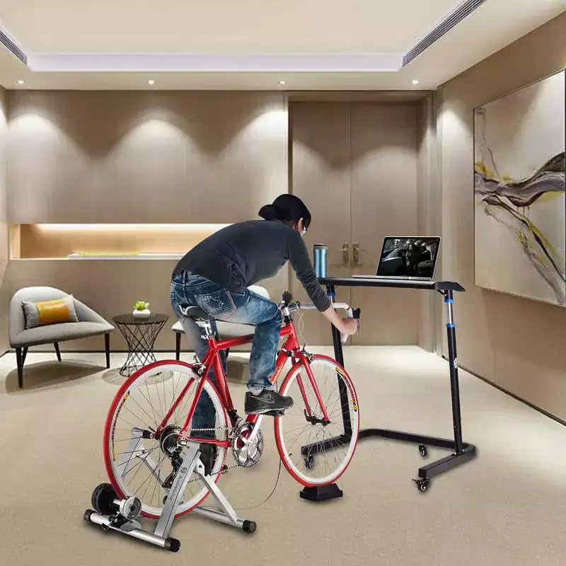 Bureau de vélo réglable - Chariot pour ordinateur portable roulant pour vélo stationnaire ou entraîneur - Faites de l'exercice en travaillant ou en regardant la télévision - Bureau debout par Rad Sportz