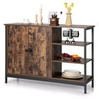 Costway 2-Door Industrial Kitchen Storage Cabinet Buffet Sideboard Open Shelves