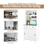 Meuble de Rangement Buffet de Cuisine Autonome Costway avec Huche, Porte Coulissante et Tiroir