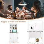 Meuble de Rangement Buffet de Cuisine Autonome Costway avec Huche, Porte Coulissante et Tiroir