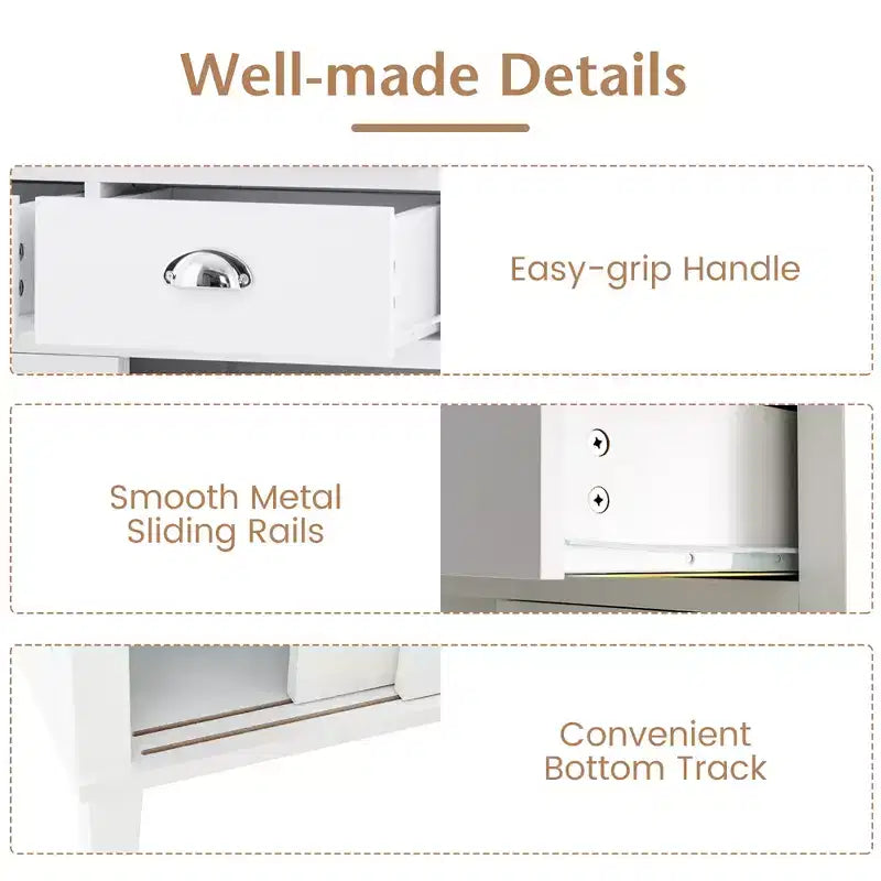 Meuble de Rangement Buffet de Cuisine Autonome Costway avec Huche, Porte Coulissante et Tiroir