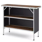Table de camping pliante Costway, table de pique-nique portable en aluminium avec étagères à 2 niveaux, noir/café