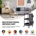 Costway Chariot de Rangement Roulant à 3 Niveaux avec Double Panneau Perforé DIY, Chariot de Service en Métal Mobile sur Roues pour Cuisine, Bureau