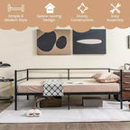 Cadre de canapé-lit double en métal Costway avec tête de lit pour chambre d'amis - Salon