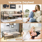 Cadre de canapé-lit double en métal Costway avec tête de lit pour chambre d'amis - Salon