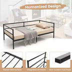 Cadre de canapé-lit double en métal Costway avec tête de lit pour chambre d'amis - Salon