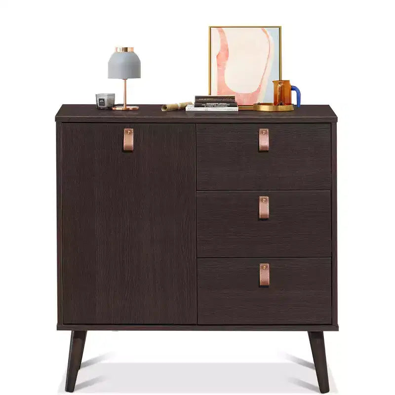 Costway Buffet Console d'entrée avec meuble de présentation marron pour la maison