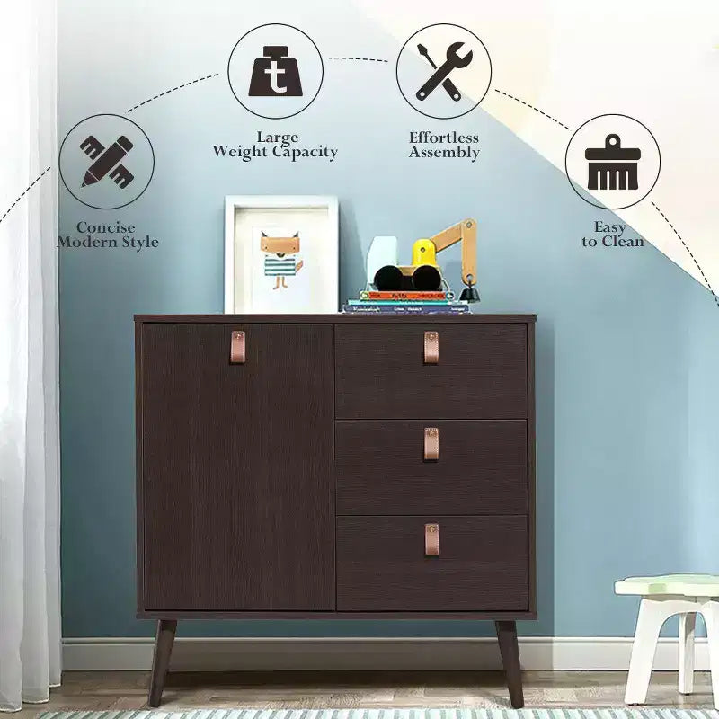 Costway Buffet Console d'entrée avec meuble de présentation marron pour la maison