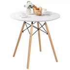 Table de salle à manger Costway ronde blanche moderne 31,5'' avec pieds en bois massif pour cuisine