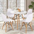 Table de salle à manger Costway ronde blanche moderne 31,5'' avec pieds en bois massif pour cuisine