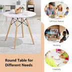 Table de salle à manger Costway ronde blanche moderne 31,5'' avec pieds en bois massif pour cuisine