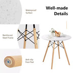 Table de salle à manger Costway ronde blanche moderne 31,5'' avec pieds en bois massif pour cuisine