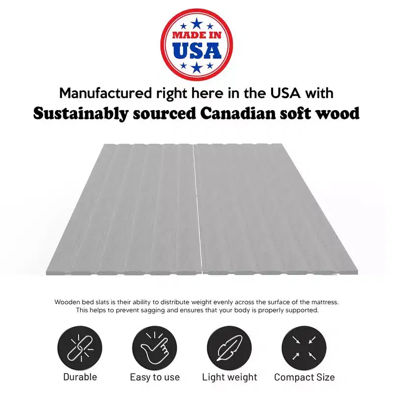 Continental Sleep, planches/lattes de soutien de matelas vertical en bois de 0,75 pouce avec housse