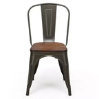 Costway Lot de 4 chaises de salle à manger en métal, assise en bois, empilables