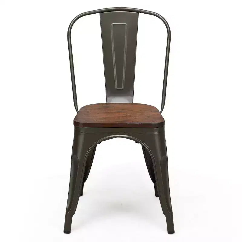 Costway Lot de 4 chaises de salle à manger en métal, assise en bois, empilables