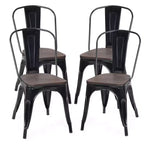 Costway Lot de 4 chaises de salle à manger en métal, assise en bois, empilables
