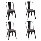 Costway Lot de 4 chaises de salle à manger en métal, assise en bois, empilables