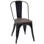 Costway Lot de 4 chaises de salle à manger en métal, assise en bois, empilables