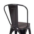 Costway Lot de 4 chaises de salle à manger en métal, assise en bois, empilables