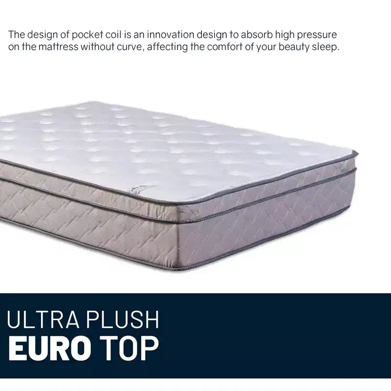 Continental Sleep, Matelas hybride simple face Euro Top ultra moelleux de 12 pouces, compatible avec un lit réglable