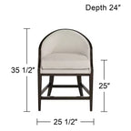 Tabouret de bar Jasper Truffle Wood 55 Downing Street, marron, hauteur 63,5 cm, coussin en tissu moderne couleur avoine avec dossier et repose-pieds pour îlot de cuisine hauteur comptoir