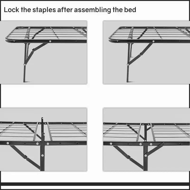 Continental Sleep Sommier Métallique Quickbase 14 Pouces pour Matelas, Structure de Lit, Sommier à Lattes en Acier (Pas Besoin de Sommier Tapissier), Noir