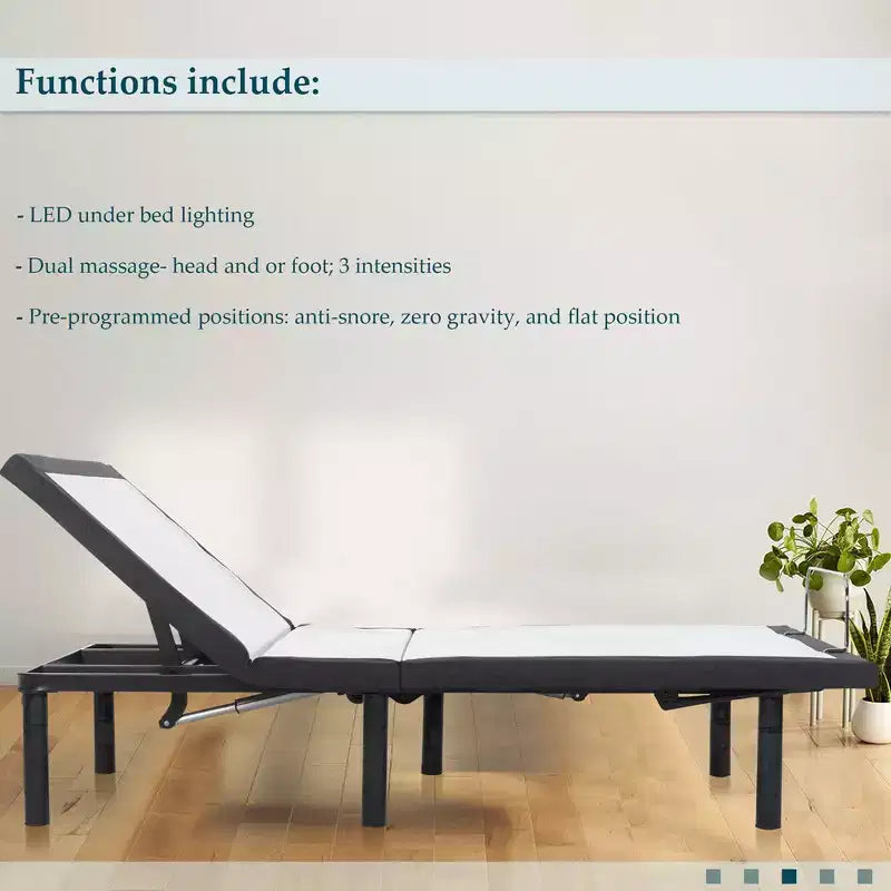 Continental Sleep, base de lit réglable 15 avec 3 positions programmables, inclinaison de la tête et des pieds, éclairage d'ambiance LED, blanc
