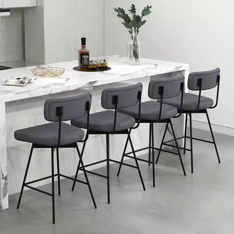 Tabourets de Bar Pivotants Rembourrés Costway Lot de 4 avec Siège et Dossier Rembourrés Structure en Métal Beige/Gris
