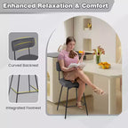 Tabourets de Bar Pivotants Rembourrés Costway Lot de 4 avec Siège et Dossier Rembourrés Structure en Métal Beige/Gris