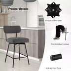 Tabourets de Bar Pivotants Rembourrés Costway Lot de 4 avec Siège et Dossier Rembourrés Structure en Métal Beige/Gris