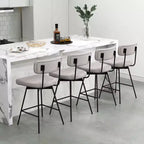 Tabourets de Bar Pivotants Rembourrés Costway Lot de 4 avec Siège et Dossier Rembourrés Structure en Métal Beige/Gris