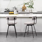 Tabourets de Bar Pivotants Rembourrés Costway Lot de 4 avec Siège et Dossier Rembourrés Structure en Métal Beige/Gris