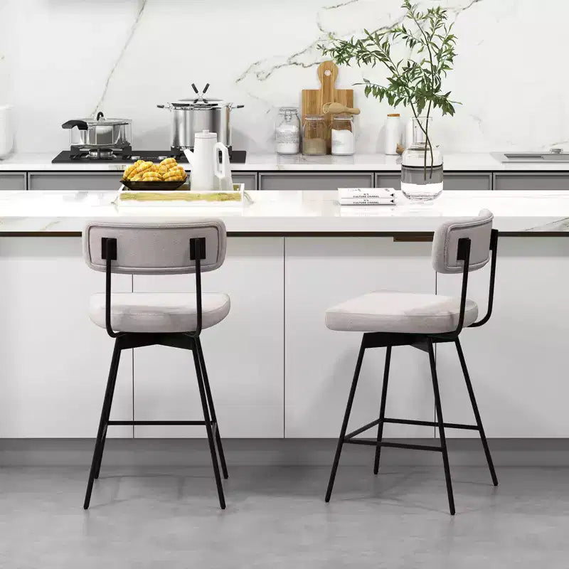Tabourets de Bar Pivotants Rembourrés Costway Lot de 4 avec Siège et Dossier Rembourrés Structure en Métal Beige/Gris