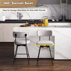 Tabourets de Bar Pivotants Rembourrés Costway Lot de 4 avec Siège et Dossier Rembourrés Structure en Métal Beige/Gris