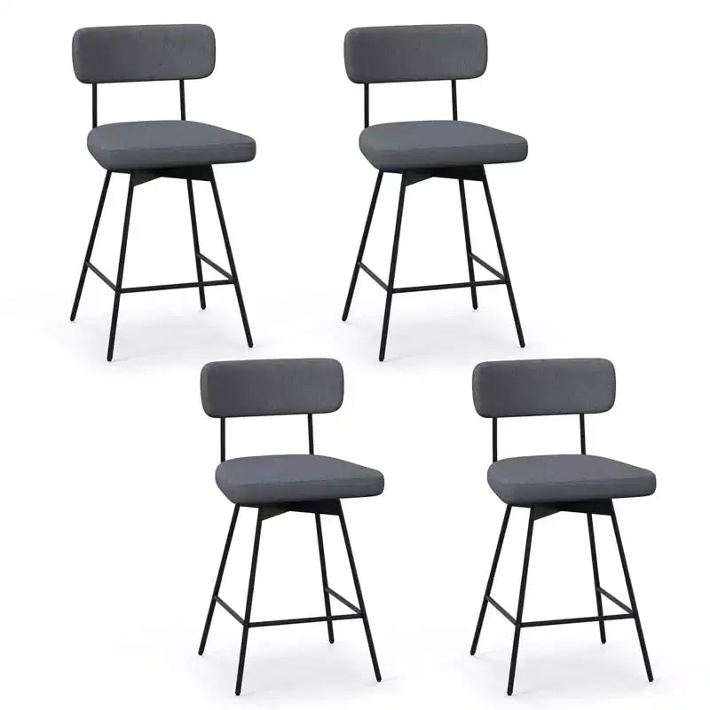 Tabourets de Bar Pivotants Rembourrés Costway Lot de 4 avec Siège et Dossier Rembourrés Structure en Métal Beige/Gris