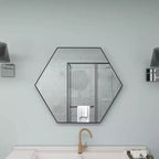 Miroir mural hexagonal en bois contemporain Olivia & May