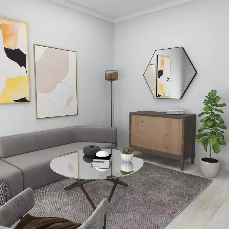 Miroir mural hexagonal en bois contemporain Olivia & May