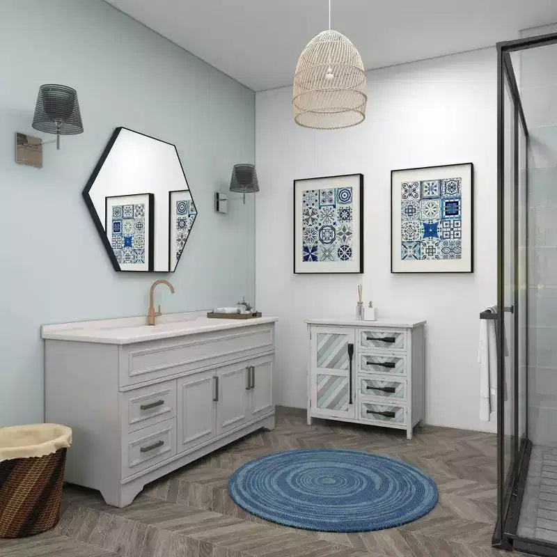 Miroir mural hexagonal en bois contemporain Olivia & May