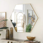 Miroir mural hexagonal en bois contemporain Olivia & May