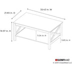 Table basse ClosetMaid design en X avec étagère de rangement pour salon, sous-sol ou bureau, blanc